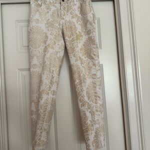 Soft Surroundings Gold and White Patterned Jeans
